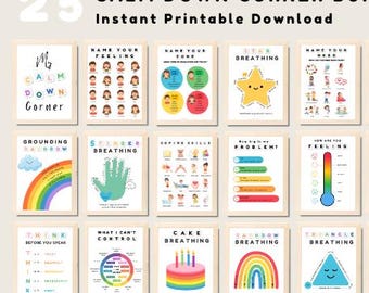 Pósteres de Rincón de la Calma, Imprimibles de Rincón de la Calma, Arte Mural Educativo, Rincón de la Paz para Aula de Educación en Casa para Niños en Edad Preescolar y Niños Pequeños