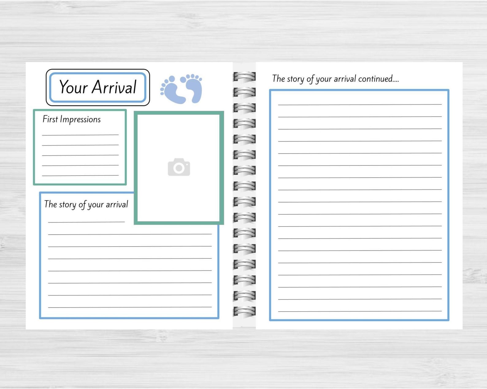 Printable Baby Memory Book Pages Blue Instant Download 87 Etsy