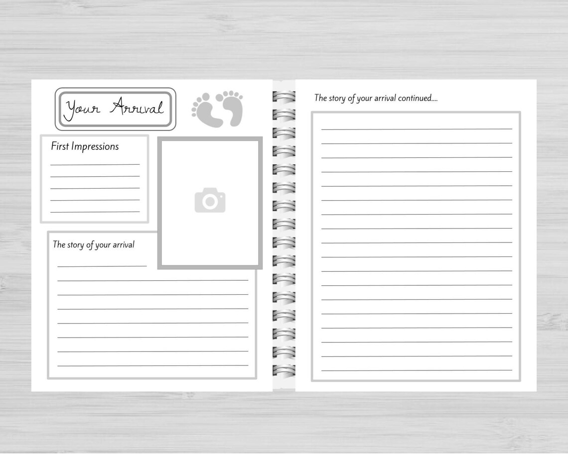 Printable Baby Memory Book Pages Black & White Instant Etsy