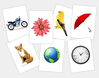 Juego de 125 tarjetas didácticas de primeras palabras sin etiquetar - Tarjetas imprimibles - Aprendizaje para bebés y niños