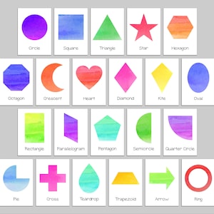 Shapes Flashcards Set of 22 • Children&#39;s Learning Activity • Early Learning • Preschool • Printable Flashcards