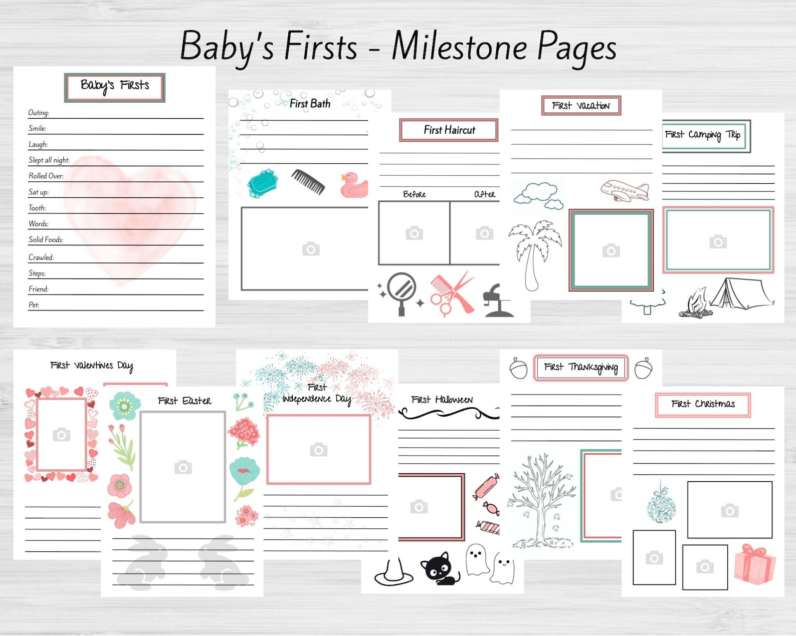 Printable Baby Memory Book Pages Pink - Instant Download 87 Pages - Etsy