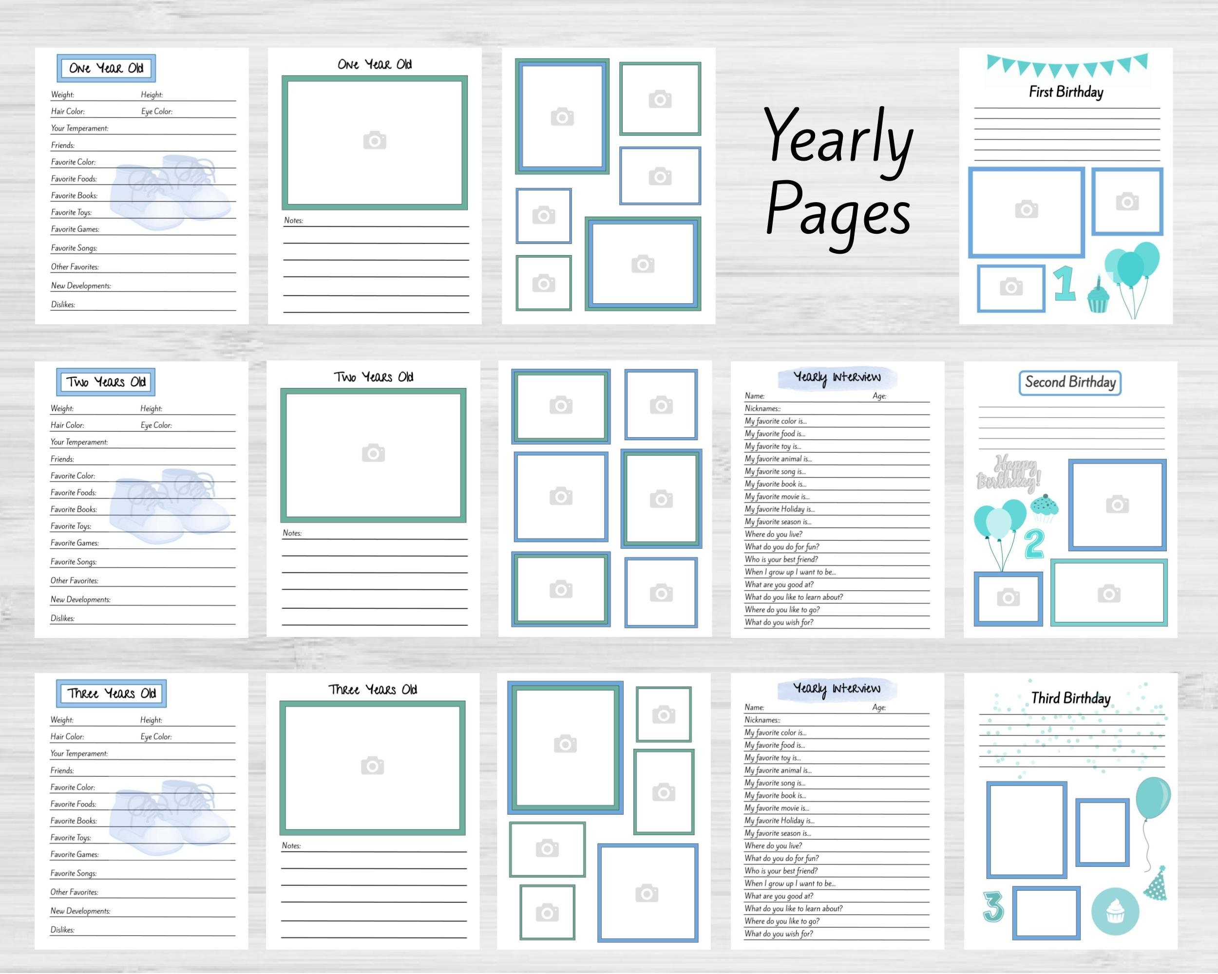 printable-baby-memory-book-pages-blue-instant-download-87-pages-etsy