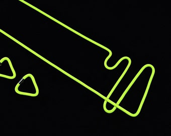 Linea 2 Set Necklace Earrings - Neon Yellow - Modern Contemporary Geometric Statement Necklace Mid-Century Futuristic FuturisNow