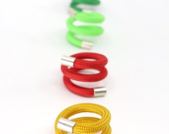 Twirl Ring one size fit all adjustable colorful bold minimalist fun and funky ring plain color multi finishes.