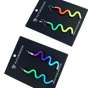 ZigZag Earrings Rainbow or plain color Geometric Contemporary Modern Minimalist Mid-Century Statement