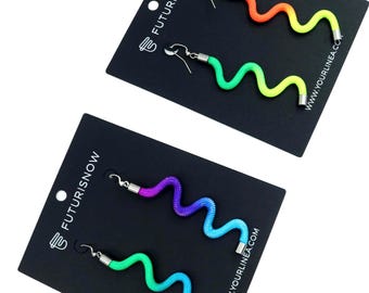 ZigZag Earrings Rainbow or plain color Geometric Contemporary Modern Minimalist Mid-Century Statement