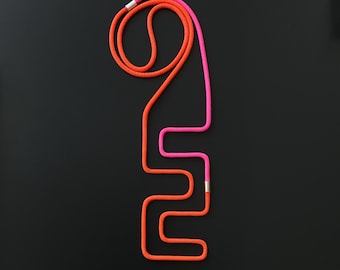 Linea 24 Necklace: Pink & Orange Geometric Statement Art