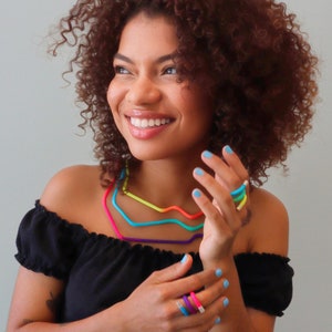 Linea 42 Necklace Multi-color Rainbow Gradients, Neon Colors, Personalize your color, Gift for bold woman, Necklace for contemporary lovers.