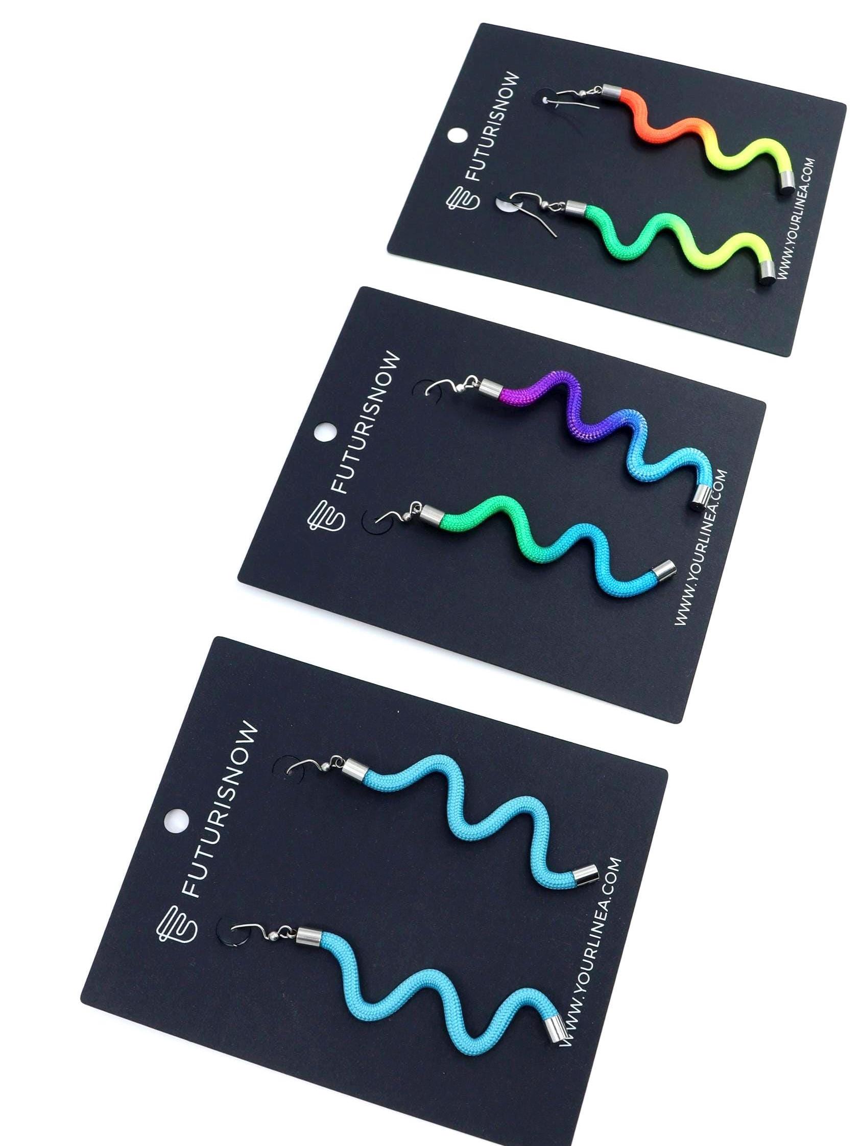 Zigzag Earrings Rainbow or Plain Color Geometric