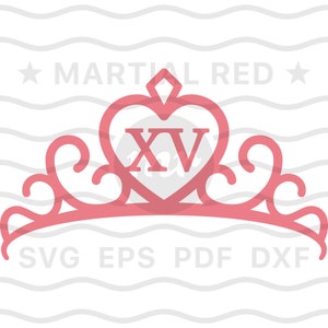 Quinceañera svg, quinceanera svg, tiara svg, pink tiara svg, 15 year old svg, cut file, design, dxf, clipart, vector, icon, eps, pdf, png