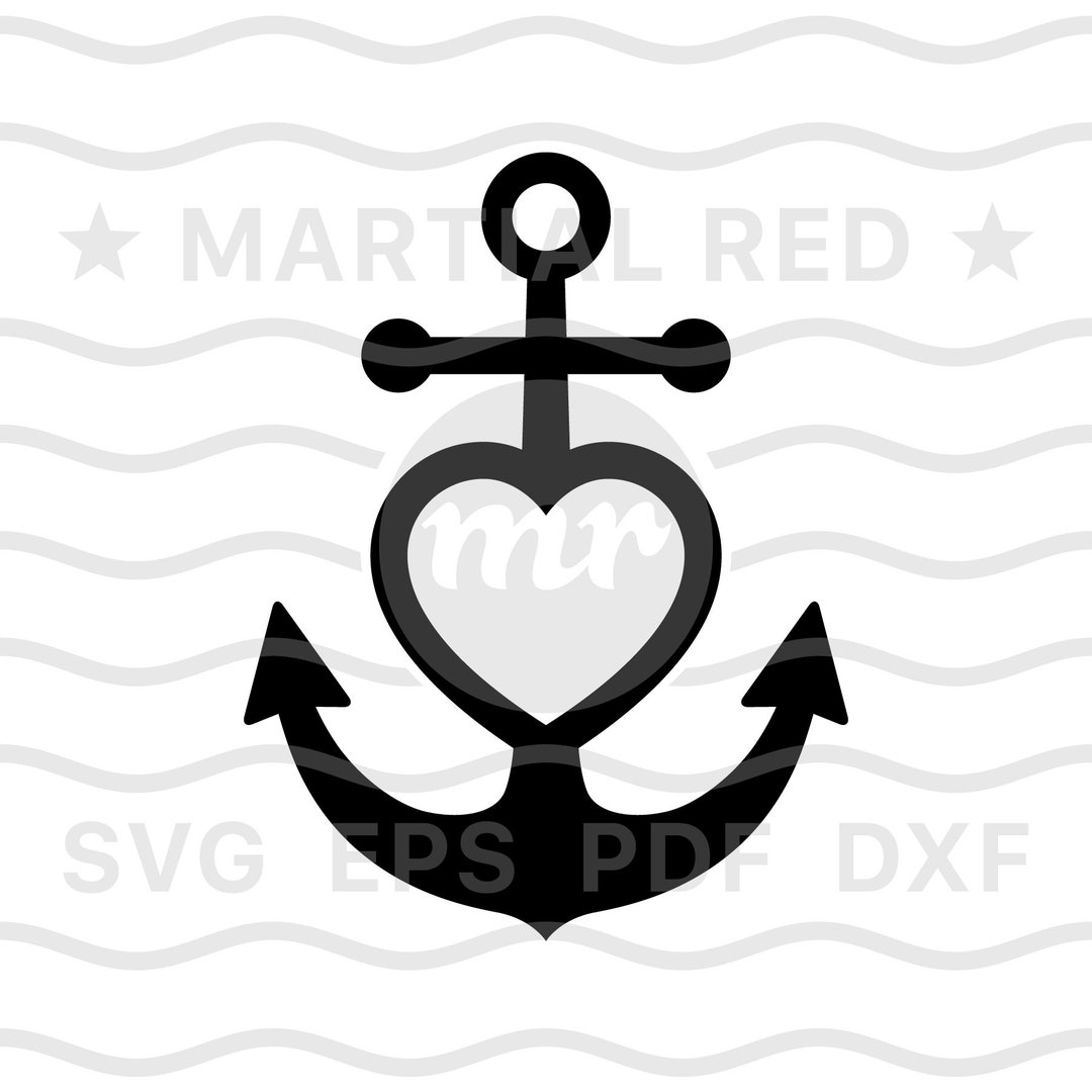 Anchor Heart Svg, Anchored Heart Svg, Anchor Love Svg, Nautical Svg