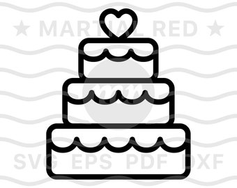 Wedding cake svg, cake svg, cake with heart svg, layer wedding cake svg, svg, cut file, design, dxf, clipart, vector, icon, eps, pdf, png