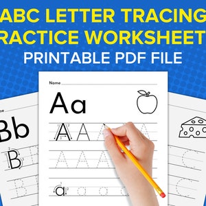 Planilhas de PDF para impressão de rastreamento de letras ABC, prática de escrita de letras do alfabeto, pré-escola, pré-escola, jardim de infância, criança, arquivo para impressão, pdf