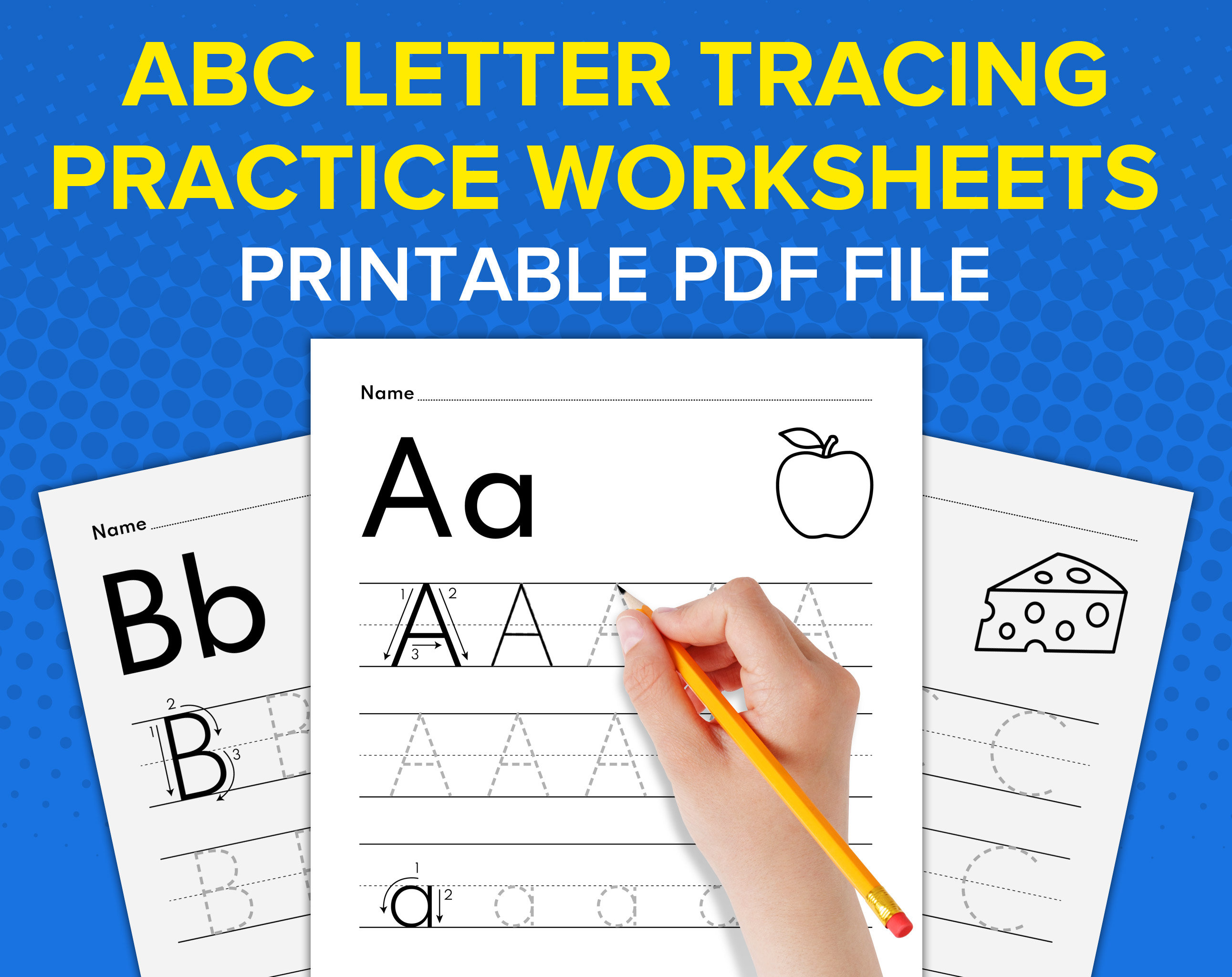 abc letter tracing printable pdf worksheets alphabet letter etsy