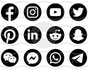 Social media svg, social media icons, social network svg, networks, black, svgs, logos, file, dxf, clipart, vector, icons, eps, pdf, png