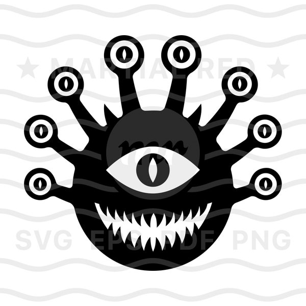 Beholder monster svg, one eyed monster svg, dungeon dragons svg, D&D svg, cut file, design, dxf, clipart, vector, icon, eps, pdf, png