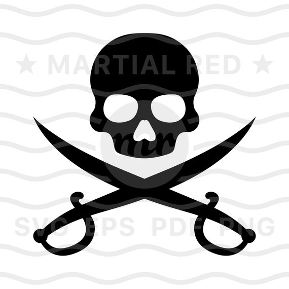 White Pirate Skull with Crossed Swords Emblem