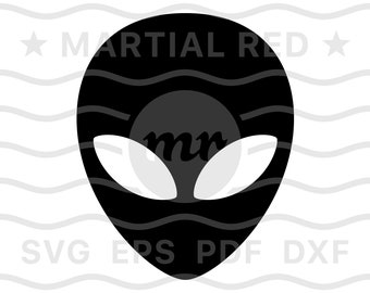 Alien svg, alien face svg, alien head svg, alien silhouette, martian svg, cut file, design, download, clipart, vector, icon, eps, pdf, dxf