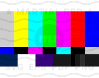 Barres de couleur SMPTE TV svg, modèle de test tv svg, hdtv, rapport 16x9, fichier coupé, design, dxf, clipart, vecteur, icône, eps, pdf, png