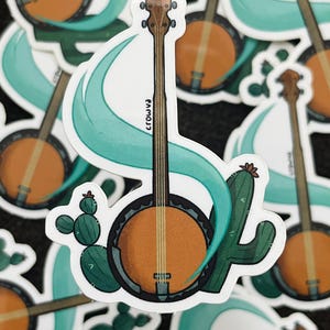Kaktus Banjo Die-cut Aufkleber