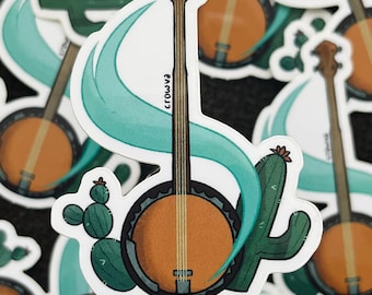 Cactus Banjo Die-cut Sticker