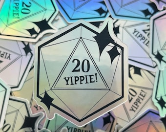DnD Holographic Natural 20 Yippie Die-cut Sticker