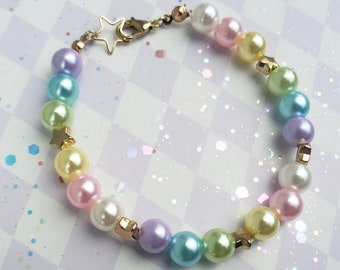 Pastel pearl star bracelet