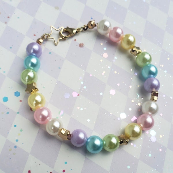 Pastel pearl star bracelet