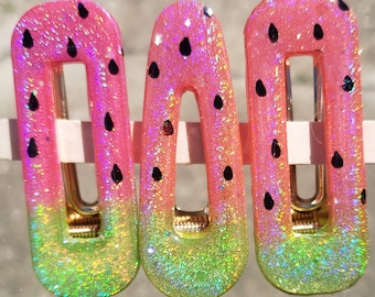 Watermelon chunky hair clip