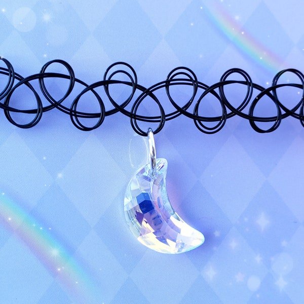 Crystal moon tattoo choker