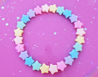 Pastell Regenbogen Stern / Herz Armband