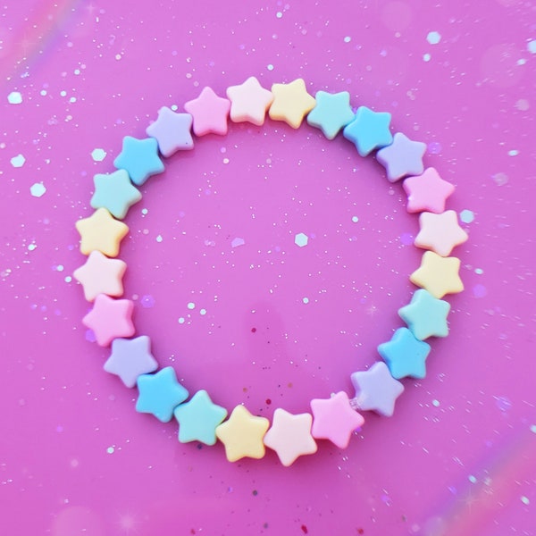 Pastel rainbow star/heart bracelet