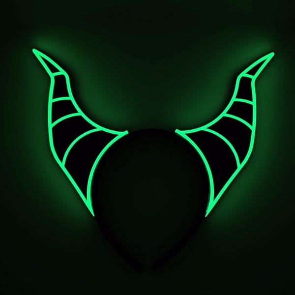 3D Printed Evil Horn Headband | Glow in Dark & Blacklight Reactive | Villain Theme Ears