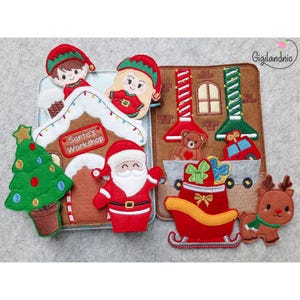 Santa's Workshop - In-the-Hoop Machine Embroidery Design. ITH Quiet Book - ITH Pretend Play Digital File