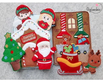Santa's Workshop - In-the-Hoop Machine Embroidery Design. ITH Quiet Book - ITH Pretend Play Digital File