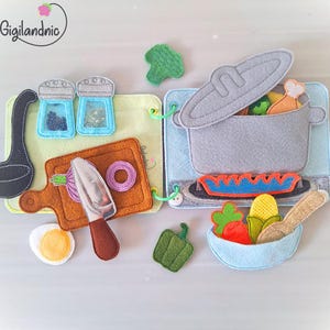 ITH Kitchen Play Set- 5x7- In The Hoop Machine Embroidery Design. ITH Quiet book- Bussy Book- Machine embroidery design. - Digital File