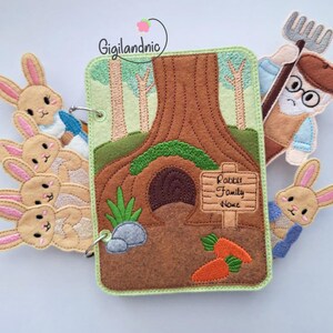 Rabbit Garden- In The Hoop Machine Embroidery Design. ITH Quiet book- Digital File image 2