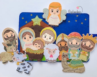 ITH Mylar Nativity Story Finger Puppets and Quiet Book- In The Hoop Machine Embroidery Design. - Archivo digital