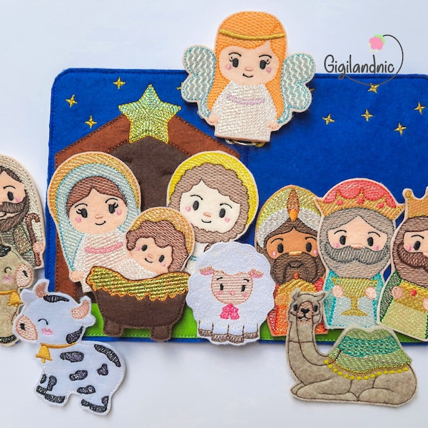 ITH Mylar Nativity Story Finger Puppets and Quiet Book- In The Hoop Machine Embroidery Design. - Archivo digital