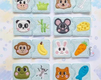 Feed the Animal Matching Game – ITH Embroidery Design – Digital File