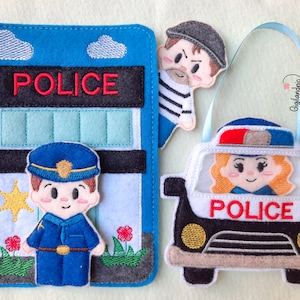 Police  Finger Puppets and Quiet Book - ITH Finger Puppets- ITH Busy Book - ITH Educational Toys- Digital File