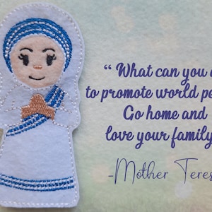 Mother Teresa Finger Puppet - ITH Finger Puppets - ITH Educational Toys- Digital File