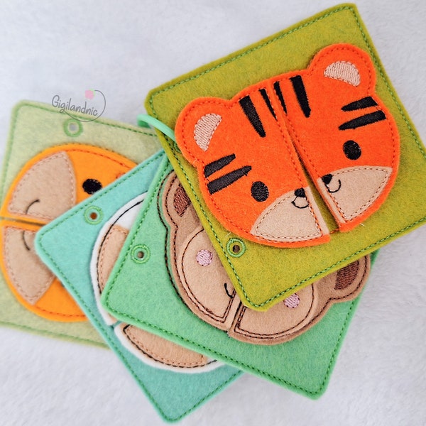 4x4 ITH Quiet book- Animals Puzzle- Bussy Book  machine embroidery design- Digital File