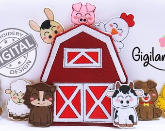 ITH Farm Finger Puppets Design-Digital Embroidery Design-Instan Download-Digital embroidery files-felties.- Digital File