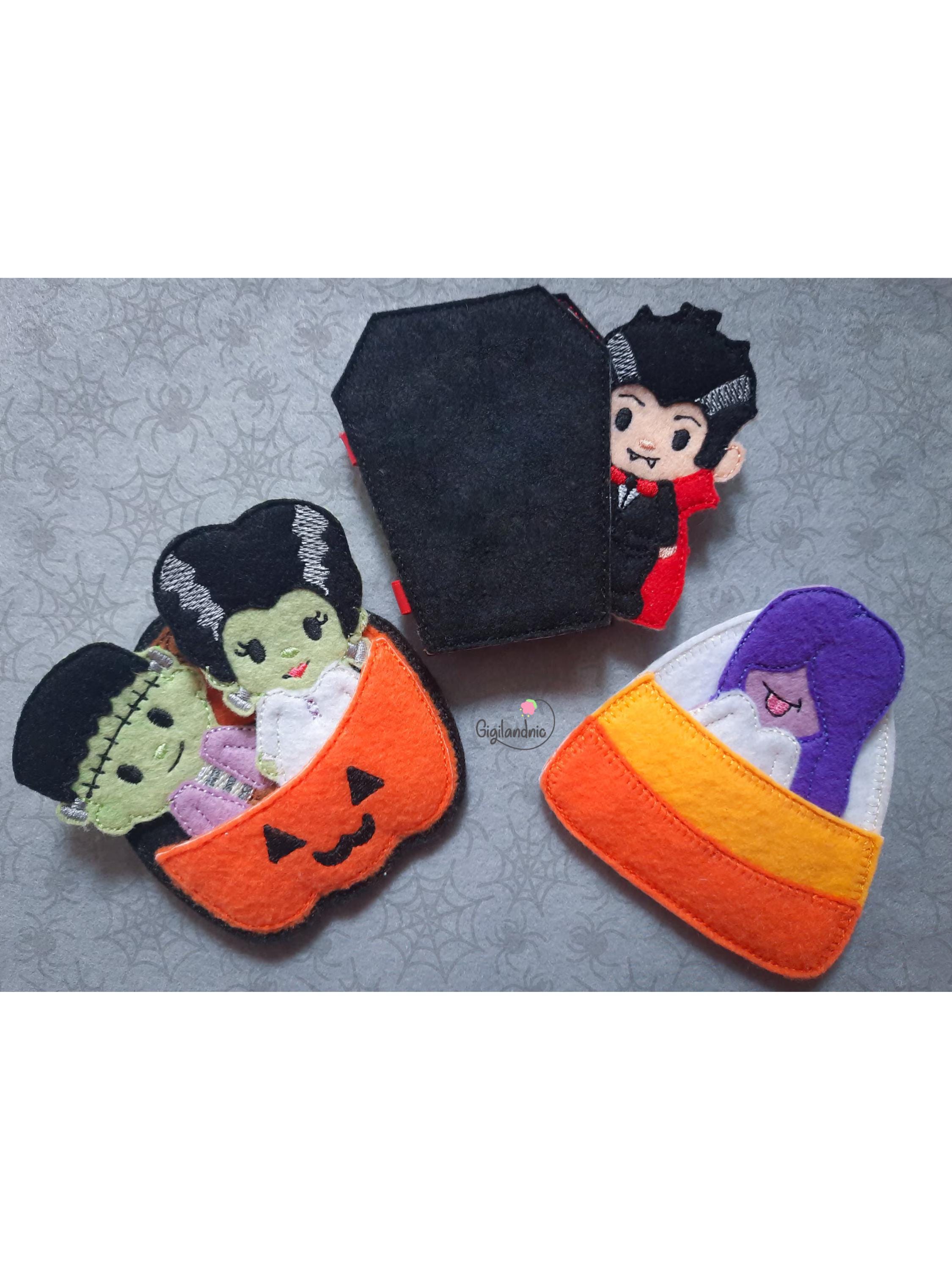 4x4 Halloween Monsters in the Hoop Machine Embroidery Design. ITH Quiet ...