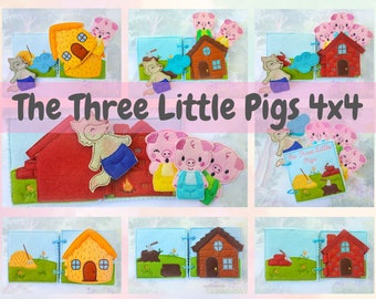 The Three Little Pigs 4X4 / ITH Embroidery Design / Digital Machine Embroidery Design