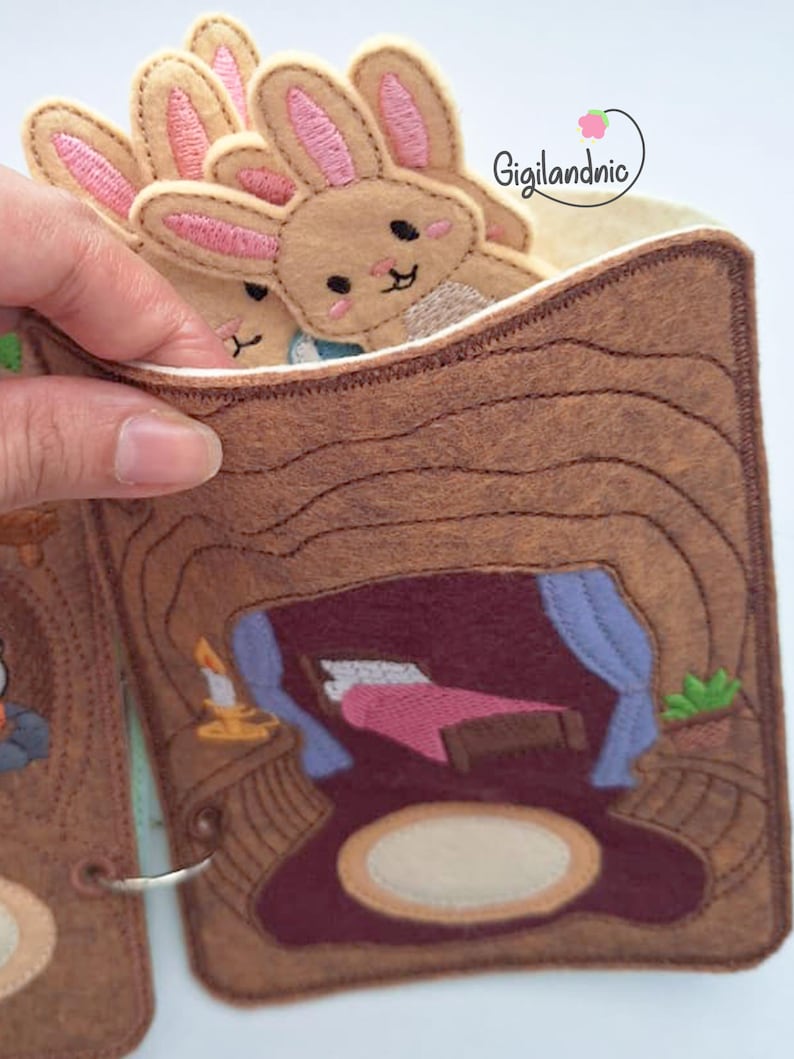 Rabbit Garden- In The Hoop Machine Embroidery Design. ITH Quiet book- Digital File image 7