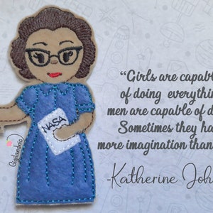 Katherine Johnson Finger Puppet - ITH Finger Puppets - ITH Educational Toys- Digital File