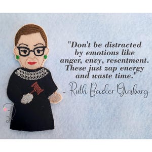 Ruth Bader Ginsburg Finger Puppet - ITH Finger Puppets - ITH Educational Toys- RBG Embroidery design- Digital File